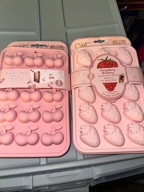 Pink Strawberry & Cherry Silicone Mold Set - 2 Pack